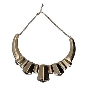 Silver‎ Tone Art Deco Collar Necklace Statement Choker Retro Funky Fun Stand Out